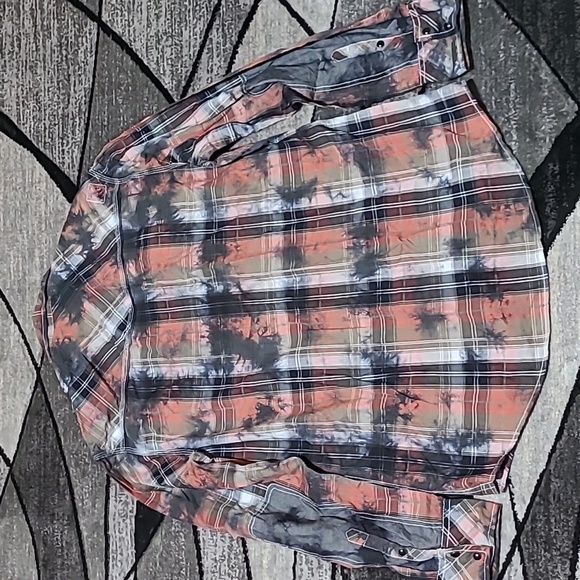 VINTAGE BKE 1967 STANDARD-FIT PLAID ACID-WASH SNAP-BUTTON LONG-SLEEVE SH… - Picture 9 of 10